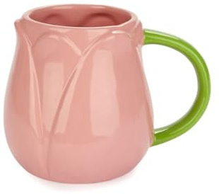 Balvi Mug Tulip Colore Rosa Tazza a Forma di Fiore di Tulipano Ceramica 400 ml