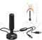 DEKO Antenna TV Interna DVB-T2 Amplificata con Base Magnetica, 28dB, 360° Ricezione, Supporta Canali HD 4K/1080P, Cavo Coassiale da 5M, per Smart TV e Ricevitori DVBT2