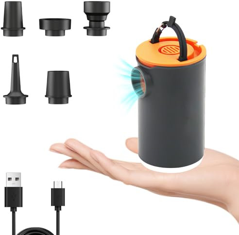 OBEST Electric Air Pump, Portable USB Mini Electric Air Pumps, Air Pumps for Inflatables, Camping Fast Inflator and Deflate, 5 Inflator Nozzles for Mattress/Pool (MINI)