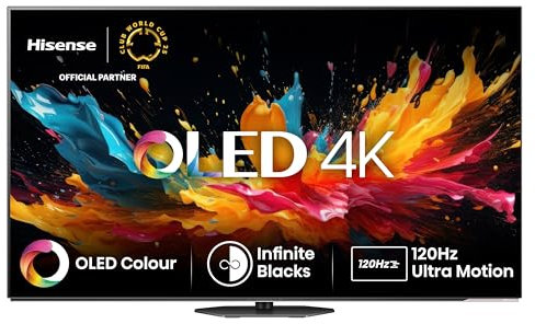 Hisense 65A85N 164cm (65 Zoll) Fernseher, 4K UHD OLED Smart TV,120Hz, HDMI 2.1, Game Mode Pro, AMD FreeSync Premium, Dolby Vision IQ & Atmos, Bluetooth, Alexa Built-in, Schwarz, [2024]