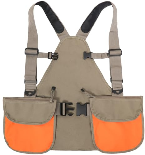 HUNTPAL Upland Hunting Vest Tactical Vest for Filed Bird Hunting, Backpack w/Game Pouch and Pockets, Chest Strap & Waist Belt (Blaze Orange)