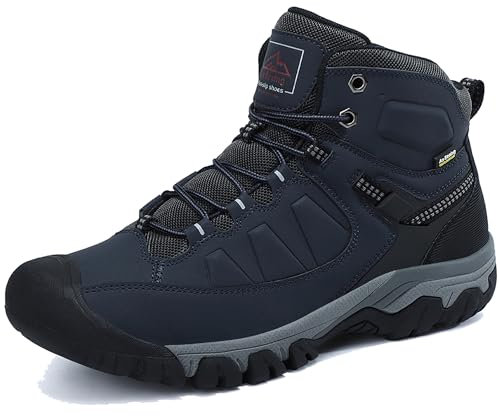 AX BOXING Winterschuhe Herren Gefüttert Winterstiefel Warm Wanderschuhe Draussen Winterboots Rutschfeste Wanderstiefel Schneestiefel Trekkingschuhe 41-46 EU (Dunkelblau, 43 EU)
