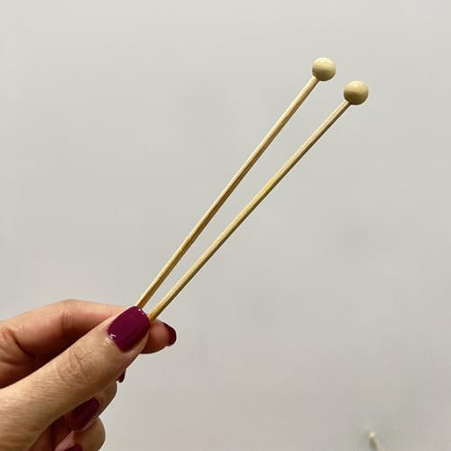 Rock Candy Stick with Ball, 6-inch Natural Bamboo Wooden Swizzle Stirrer Sticks for Birthday Party, Chocolate, Cake Topper Decoration, Appetizer Skewers (Pack of 100)