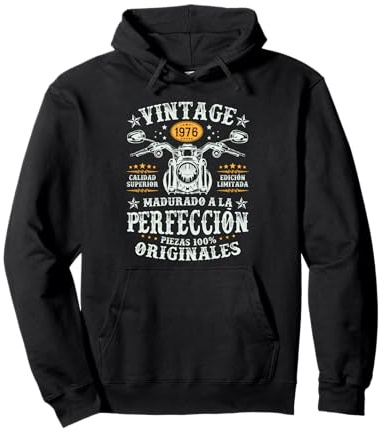 Vintage 1976 - 50 Años Cumpleaños Moto Biker hombre motero Sudadera con Capucha