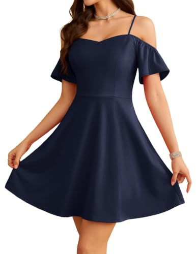 Meetjen Robe de soirée courte pour femmes pour adolescentes, bretelles spaghetti, épaules dénudées, robes de cocktail, de bal