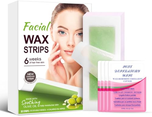 30 Pièces Cire visage,Bandes de Cire Froide Visage - Peaux Sensibles - Finition Parfaite - Epilation Longue Durée
