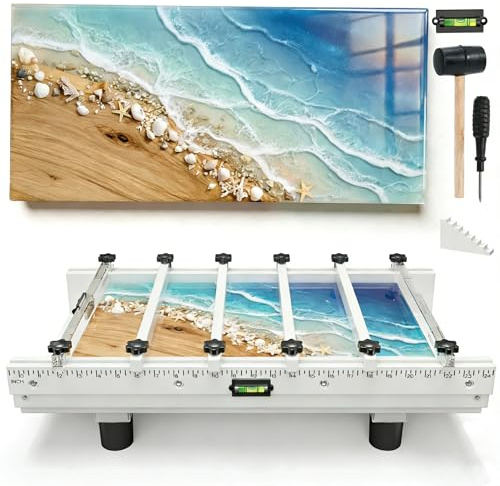 Epoxy Mold, Resiners River Table Epoxy Resin Mold with Adjustable Divider, 24x12x3in with Bubble Level, Fill Clamp System & Transparent Depth Board Ideal