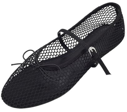Bailarinas Planas Princ SLE con Nudo y Ojales Finos Tiras Suaves para Mujer(Size 37)