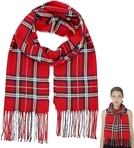 Trevixor Plaid Scarf, Tartan Scarf Women, Classic Tartan Scarf, Traditional Plaid Pattern, Lightweight Yet Warm, Great Choice for Music Fans