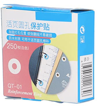 Phefop Autocollants de Renfort de Trou Autocollants de Renfort de Trou, Étiquettes de en PVC Auto-Adhésives 250PCS 6mm Intérieur 15mm Extérieur pour la Réparation du Papier DIY Albums Photo