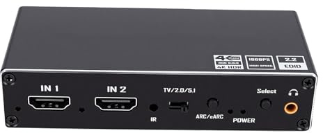 Tangxi HDMI 2.0 Switcher 2 in 1 Out, HDMI Splitter ARC med Sound Extractor Support 4K 60Hz, för HDTV, med Fjärrkontroll