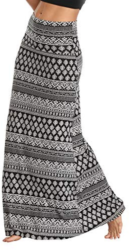 Falda Larga Maxi de Impresión de Estilo Bohemio de Las Mujeres Falda Ocasional (M, 1)