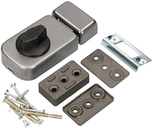 KOTARBAU® Cerrojo de puerta adicional 60 mm, Plateado, Pomo giratorio, Seguridad, Sin cilindro, Cerradura de sobreponer