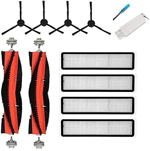 Chuancheng 12-teiliges Zubehör-Set für Dreame D9, D9 Max, D9 Max Gen2, D9 Pro, L10 Pro Staubsaugerteile, 2 Hauptbürsten, 4 Seitenbürsten, 4 Filter, 1 Reinigungsbürste, 1 Schraubendreher (schwarz)