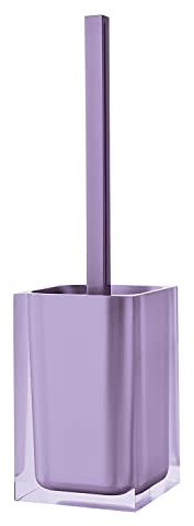 Gedy Auckland Scopino WC Lilla, Misure e Peso: 37,5X9,8X9,8 CM & 0,855 kg, Realizzato in Resina Trasparente di Alta qualità, Scopino per WC Design di R&S, Fatto a Mano, 2 Anni di Garanzia