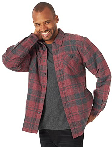 Wrangler Authentics Skjortjacka herr, långärmad, sherpafodrad flanellskjorta, 3XL