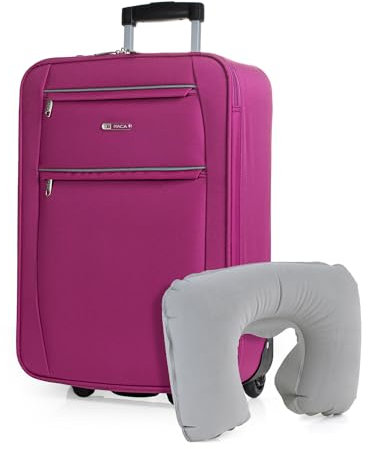 ITACA - Trolley Cabin valigia, 50X40X20 EVA poliestere. Con cuscino cervicale 2 ruote Bagaglio a mano. Semirigido, resistente e leggero. T71950B ·, Colore Fucsia