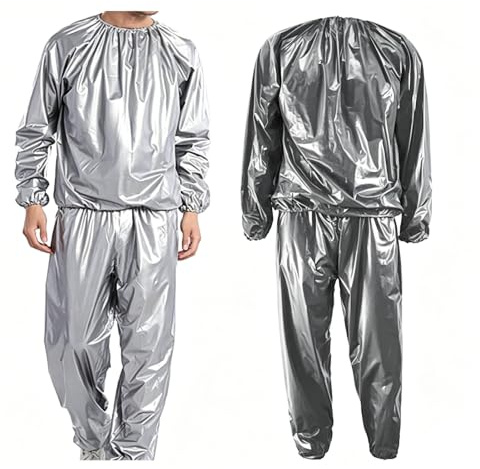 DawnBreak Sauna Sweat Suit for Women/Men Exercise Weight Loss Gym Fitness Workout Silver - XXXL
