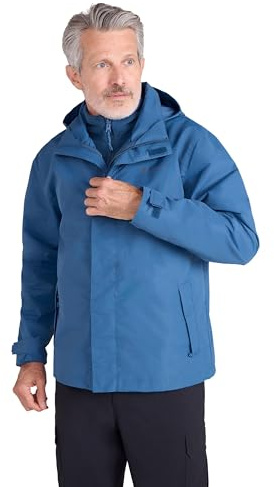 Mountain Warehouse Fell 3-in-1 Herren-Outdoor-Jacke - wasserdichte, atmungsaktive Regenjacke, Multifunktions-Outdoor Herren-Jacke, Camping-Jacke, Frühling, Sommer Dunkel Blau X-Large