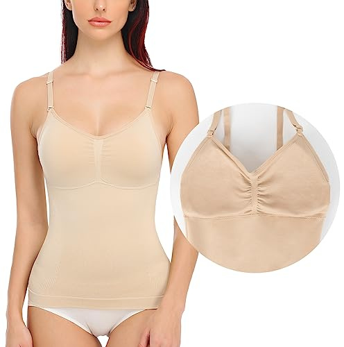 SLIMBELLE Undertröja för kvinnor, mage, camisole topp, bodyshaper, sömlös figurformande linne, formande bh, skjorta, formande topp, spagettiband, topp