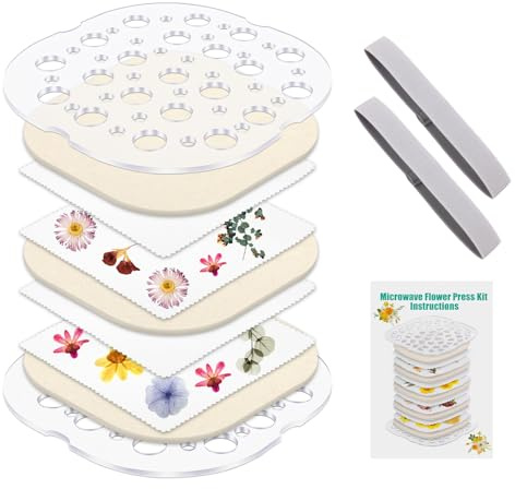 Windspeed Microwave Flower Press 2 Layers, Flower Pressing Kit for Adults Plant and Flower Press Kit for DIY Arts, Resin Crafts, Scrapbooking, Nail Craft(7.9×7.9 in)