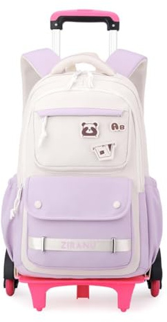 EKUIZAI Trolley Rolling Backpack for Girls Kids Middle School Bags with Wheels Rolling School Bags for Teen Girls, Purple