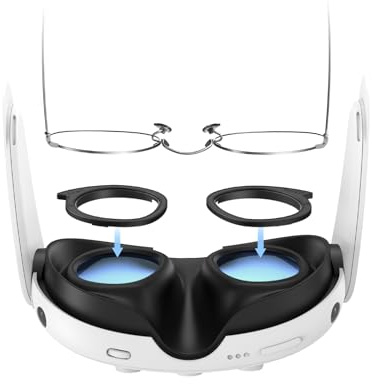 AMVR Lens Protector Set Compatible with Meta/Oculus Quest 3 Accessories,Glasses Spacer for Q3 Lenses,Soft Silicone Rings Protect Prescription Glasses(Only Spacer Frame, No Lenses)