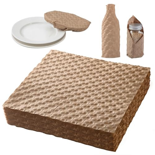 Kraftpapier Bubble Polsterblätter, 29 x 29 cm, umweltfreundliche Verpackung für Versand und Umzug Moving, 50 Stück, langlebig, geruchsfrei, nachhaltige Alternative zu Plastik-Luftpolsterfolie