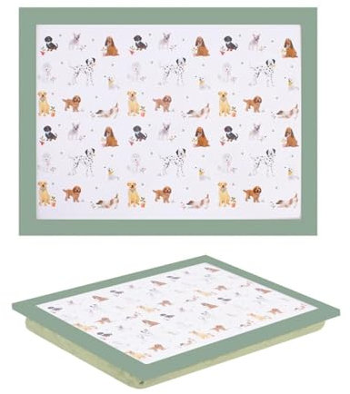 UNIQUE HOME LIVING Lap Tray with Cushion, Dog Design Soft Padded Bean Bag Serving Trays, Cushioned Lap Tray for Food TV Breakfast Dinner Laptop Drinks Gift