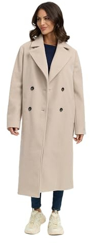 Navahoo Damen lange Übergangsjacke Mantel in Woll-Optik mit Reverskragen Sternlein 14 Bone Gr. M