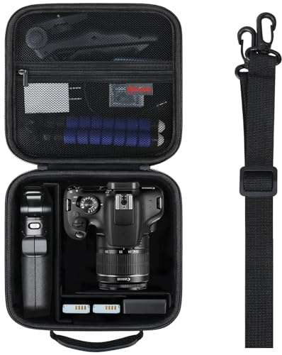 Elonbo Sacoche de Transport pour Appareil Photo Reflex Canon EOS Rebel T7 / T6/ R50 / R100 / R5 / R5 Mark II / R6 Mark II / R7 / R8, et appareils Photo Canon 90D / T8i / T5 / 5D Mark IV, Noire