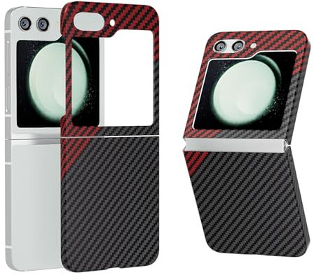 Custodia ribaltabile per smartphone Compatibile con Custodia Samsung Galaxy Z Flip 5, Cover Posteriore Rigida con Paraurti in Fibra di Carbonio con Custodia Protettiva Compatible with Telefono Antiurt