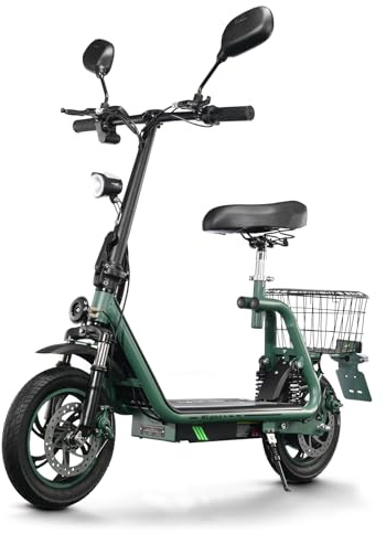 TWOFISH Monopattino Elettrico Omologato per la Circolazione su Strada (EEC), Scooter Elettrico da 12 Pollici per adulti con Motore da 500 W, Batteria da 48 V e 13 Ah, Autonomia di 30 km (Verde)