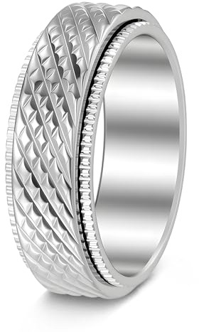 Mens Fidget Rings Spinner Anxiety Ring for Men Stress Ring Glossy Silver 9