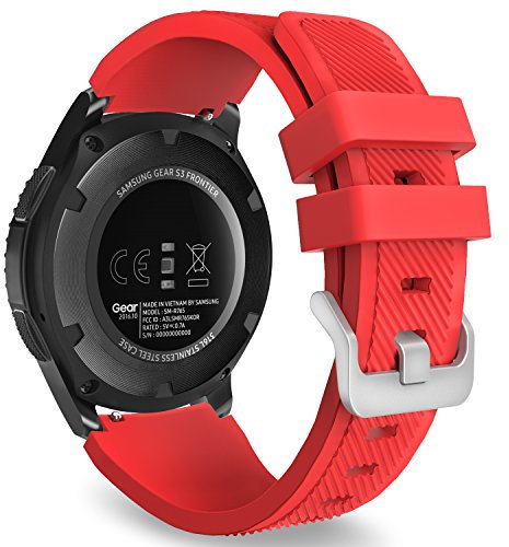 MoKo Correa Deportiva Compatible con Samsung Galaxy Watch 3 45mm/Galaxy Watch 46mm/Gear S3 Frontier/S3 Classic, 22mm Correa de Repuesto de Silicona Suave para Hombre Mujer, Rojo