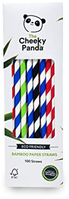 The Cheeky Panda Bambus Strohhalme Papier Bunte | 100 x Cocktail Strohhalme | Stark und Langlebig