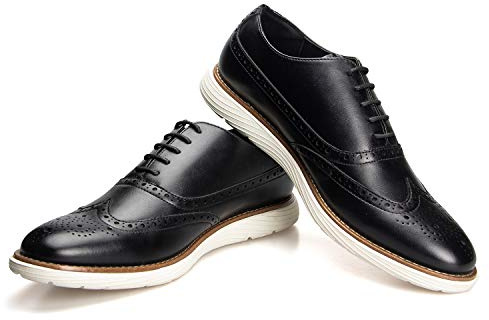 JITAI Oxfords herrskor, fritidsskor för män, lätta snör-modeskor, Svart 03, 45 EU