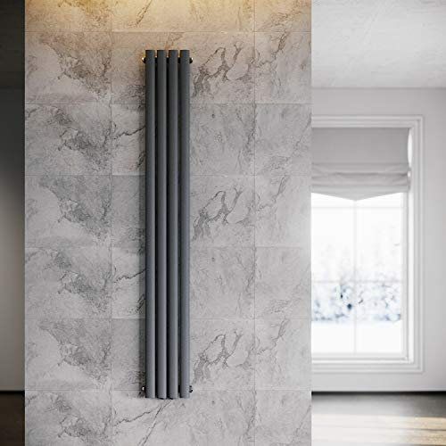 ELEGANT Radiateur Moderne Vertical Anthracite 1800x236mm Design Radiateur Panneau Radiateur Tubes Monocouche Radiateur Plat Raccordement Central Chauffage