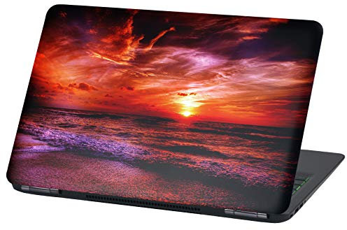 Laptop Folie Cover Strand Urlaub Paradies Klebefolie Notebook Aufkleber Schutzhülle selbstklebend Vinyl Skin Sticker (13-14 Zoll, LP41 Sunset on Beach)