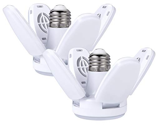 Rieyue 2 Pack LED Light Bulb 35 Watt (150W Equivalent), Mini LED Garage Light E26 Base Daylight 6500K, Super Bright Deformable Bulbs for Workbench, Porch, Basement