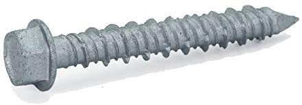 CONFAST Betonschrauben Schraube, 6,3 mm x 4,5 cm, 410 Edelstahl, Sechskant, mit Betonbohrer zur Verankerung an Mauerwerk, Block oder Ziegel, 50 Stück pro Box