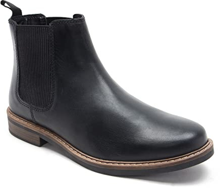Thomas Crick Men's 'Bamford' Formal Chelsea Boots, Classic, Comfortable and Stylish Boots for Any Occasion, Made with Leather For an Effortless and Chic Look (Black/Wood)