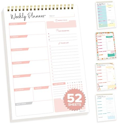 Decorably 52 Sheets Nude Pink Undated Weekly Planner Notepad