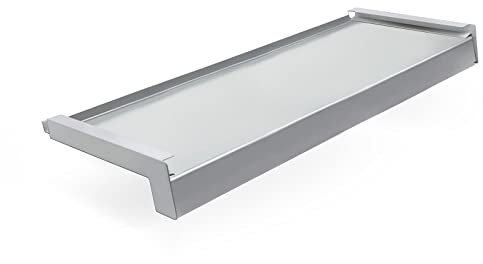 Seiletech.de Fensterbank Stahl + Pulverbeschichtet | 80 cm | Silber RAL 9006 | Tiefe 10 cm | Wetterfest | Inkl. Alu Endkappen | Fensterbrett | Aussenfensterbank | Outdoor | Fenstersims | Aussen
