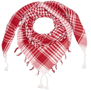 LOVARZI Shemagh Desierto Rojo y Blanco Unisex - Pañuelo Palestino Árabe de Algodón - Bufanda Táctica