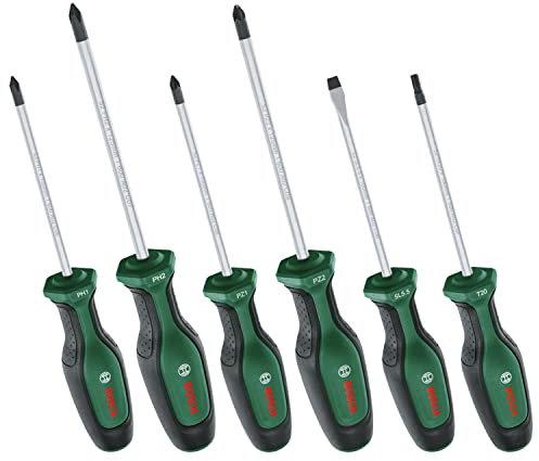 Bosch Set di cacciaviti da 6 pezzi, 6 cacciaviti ad altre prestazioni per fai-da-te, acciaio S2, rivestimento Softgrip, punta magnetica, Edizione Amazon, Set misto da 6 pezzi
