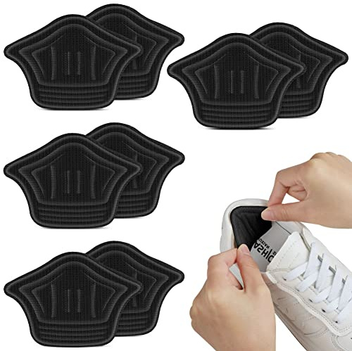 ACWOO Coussinets de Talon, 4 Pairs Coussinets de Coussin de Talons Auto-Adhésif, Inserts de Talons, Talons Semelles Autocollantes Antidérapants pour Empêche Frottements et Ampoules(5mm, Noir)