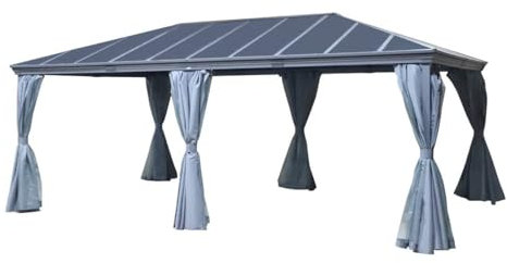 Hespéride - Pergola autoportante Belize Graphite 3,6 x 6m en Aluminium et Polycarbonate