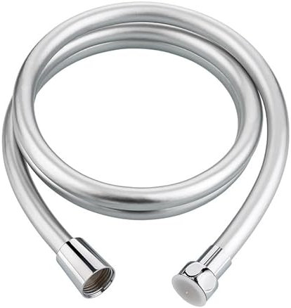 RUIXUE® Plastic Shower Hose, Flexible, with Kink Protection and Easy-to-Clean Surface, G ½’ Connection. (Silver-PVC, 2.0m)