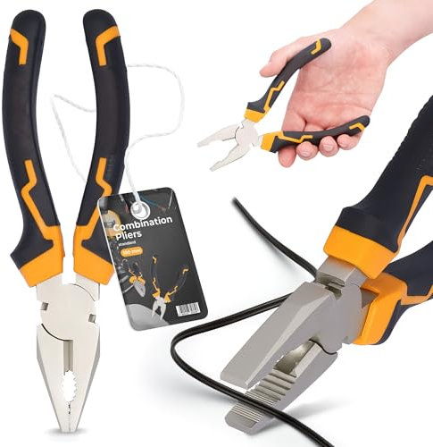 Pinza Universale 180 mm Alicates Combinata Acero Cr-V Mango Ergonomico Bimateriale Antiscivolo Elettricista Ingegneri Industriali Multifunzione